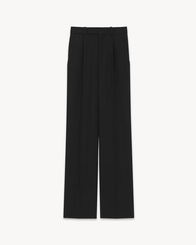 Karen Millen Mono Satin Back Woven Crepe Contrast Wide Leg Trousers in Blue  | Lyst UK