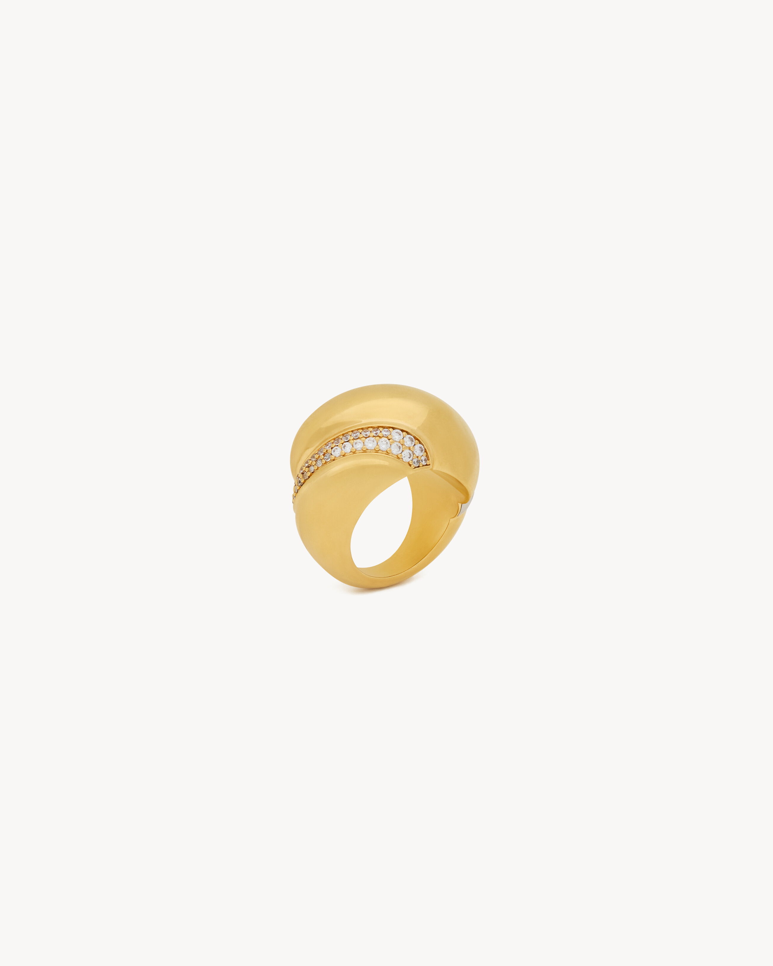 Anillo en forma de torbellino de metal con cristales