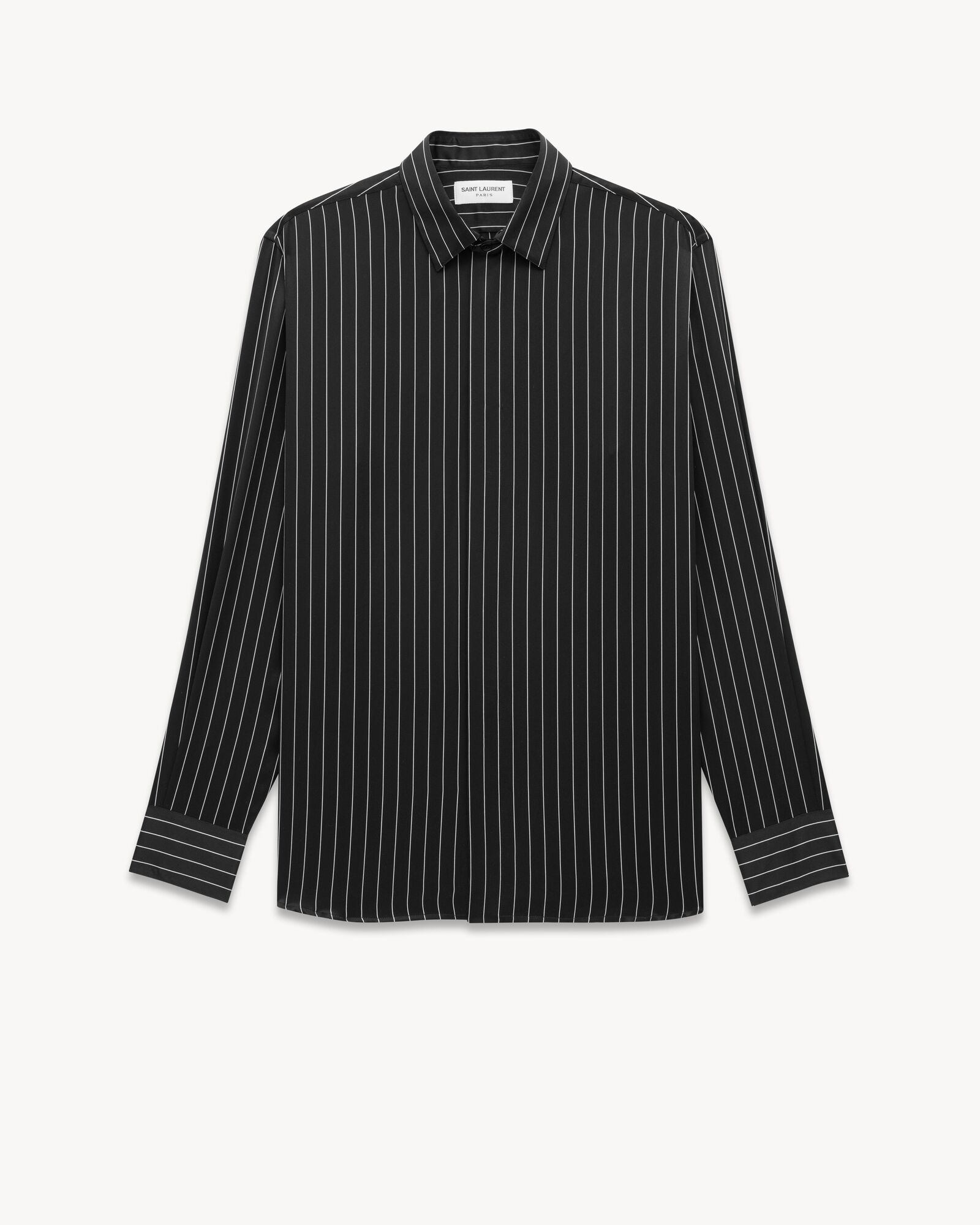 Shirt in Striped Silk Satin Saint Laurent YSL