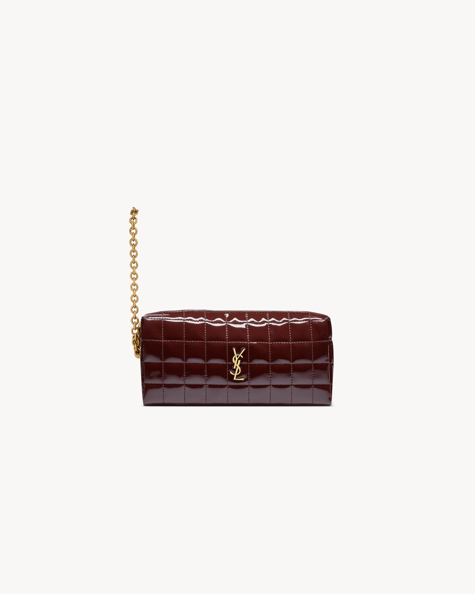 CASSANDRE MATELASSÉ CARRÉ pouch on chain in shiny canvas — 7796492IU076413