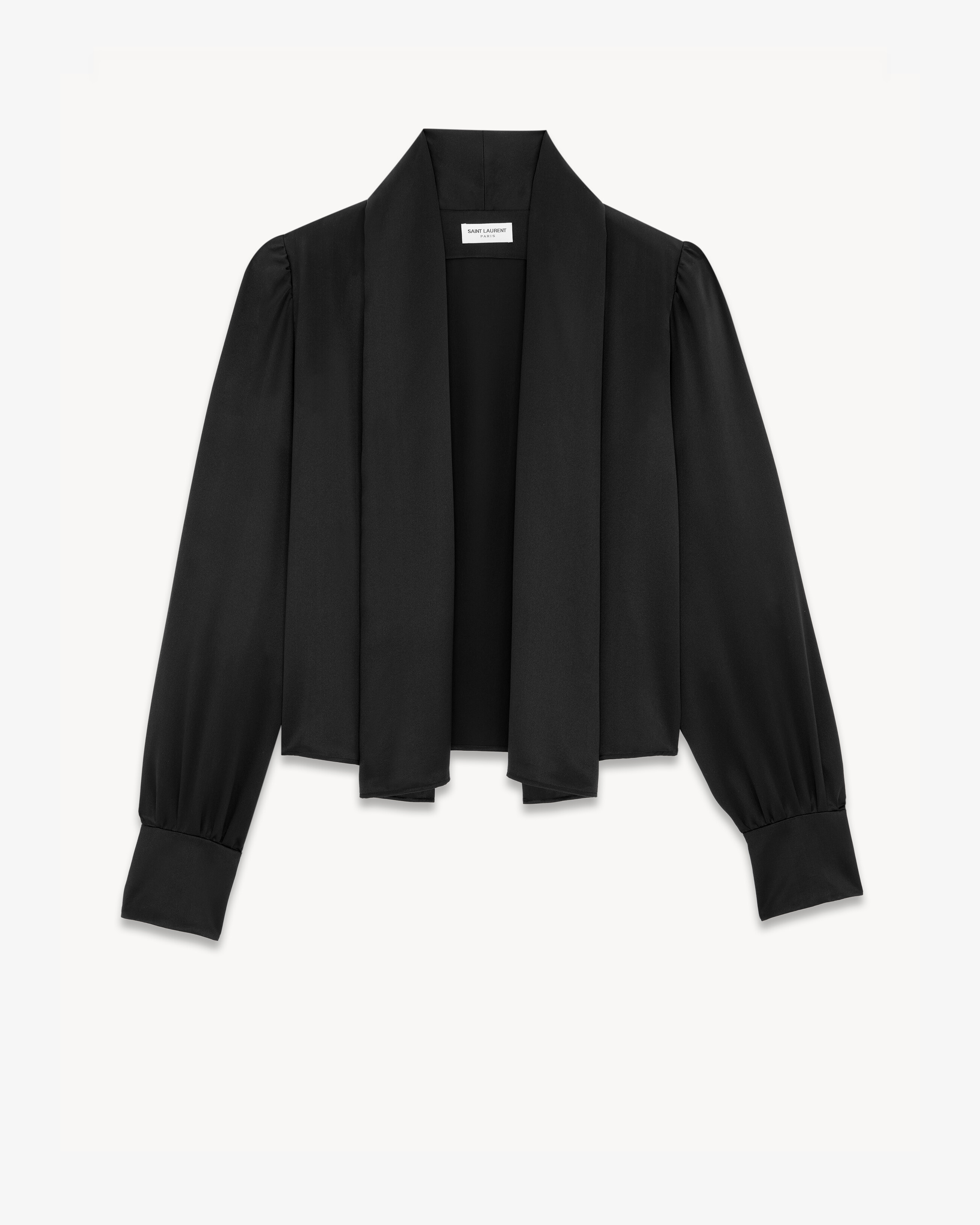 Saint Laurent attached-scarf silk top - Black