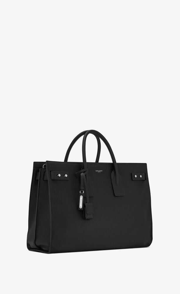 Saint Laurent Pebble Leather Medium Sac De Jour Shopper Bag Black
