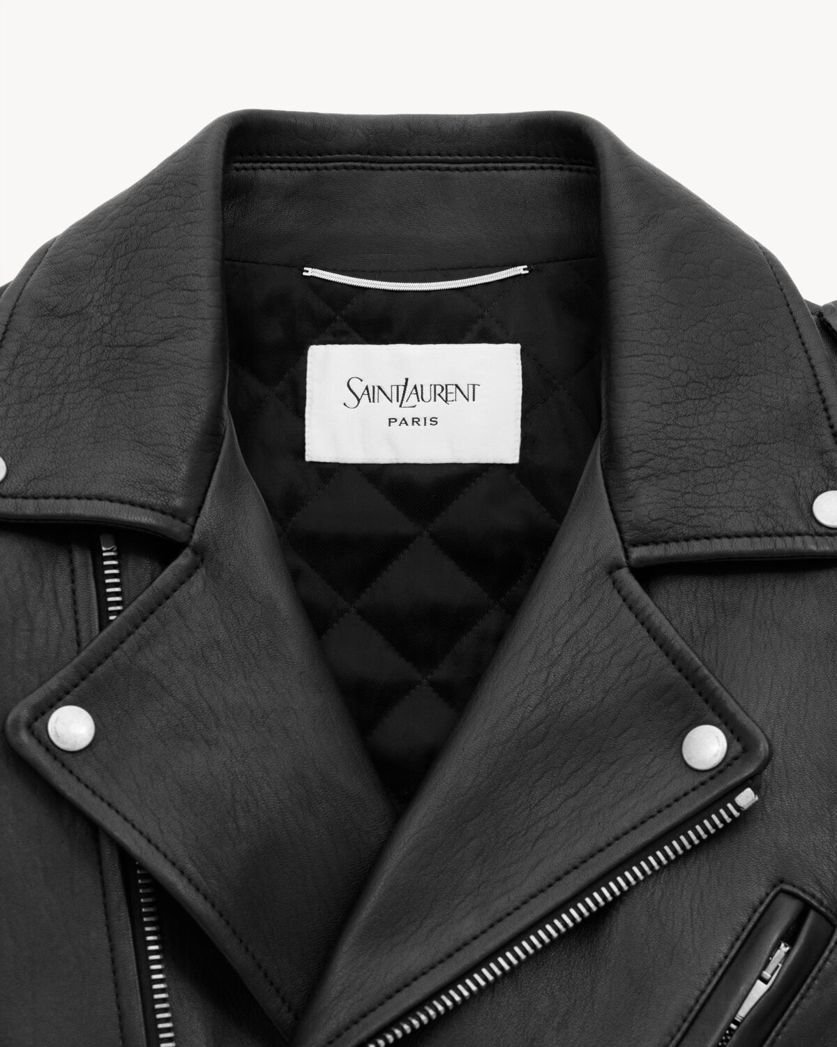 biker jacket in grained lambskin