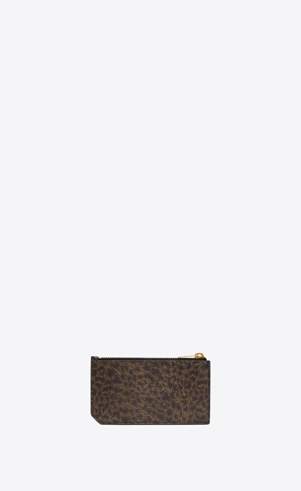 Saint Laurent Paris FRAGMENTS zip card case in leopard-print