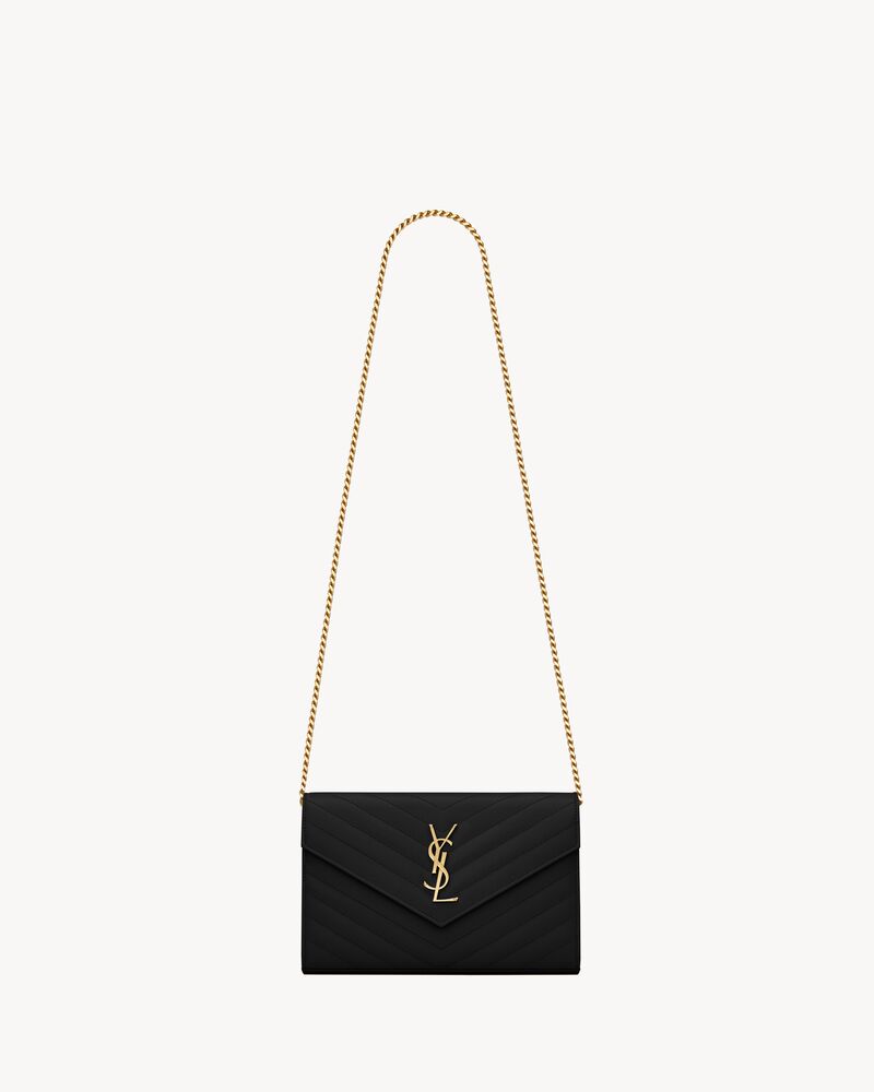 CLASSIC CASSANDRE CHAIN WALLET IN GRAIN DE POUDRE LEATHER | Saint Laurent