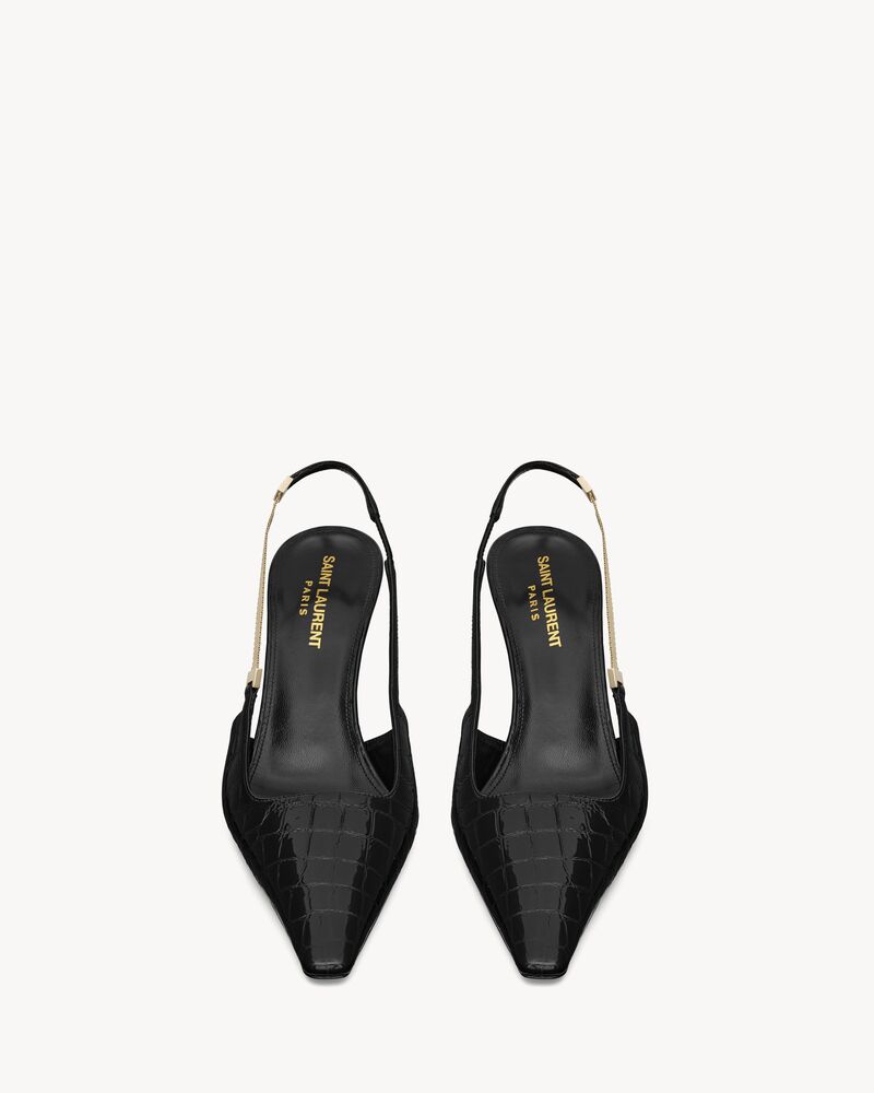 BLAKE Slingback-Pumps aus Leder mit Krokoprägung