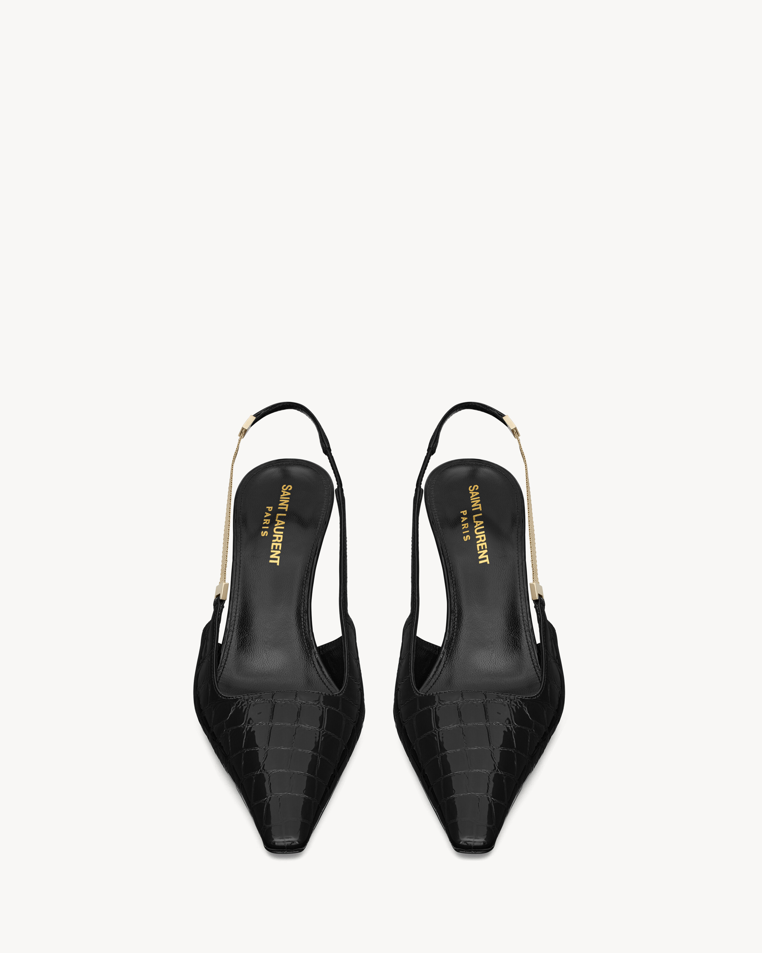 BLAKE slingback pumps in crocodile-embossed leather