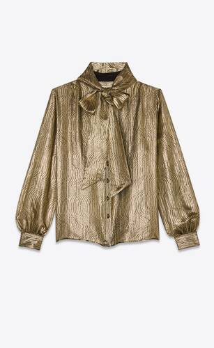 blouse lavallière en soie lamée imprimé vagues