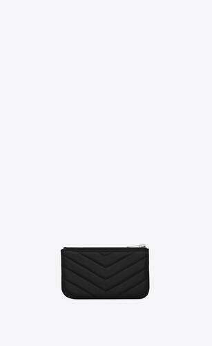 $395 Saint Laurent YSL Triangle Keychain Key Pouch Quilted Leather Fuschia  Pink
