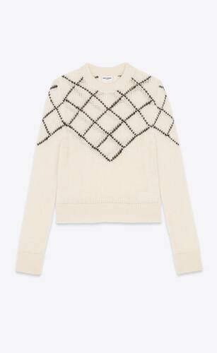 jacquard cropped sweater in wool