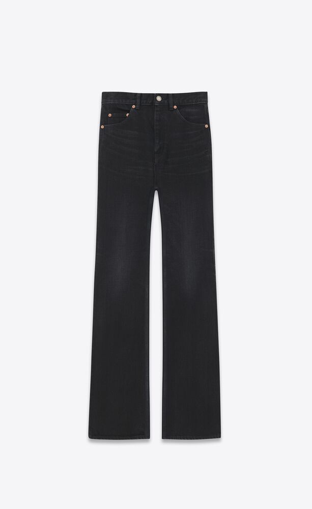 70年代风格黑色牛仔喇叭裤