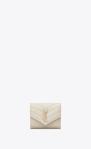 cassandre saint laurent matelassé multi-folded wallet in grain de poudre embossed leather