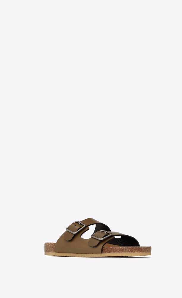 Jimmy flat sandals in smooth leather | Saint Laurent | YSL.com