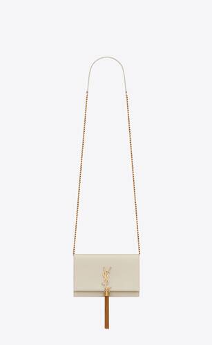 kate chain wallet with tassel in grain de poudre embossed leather
