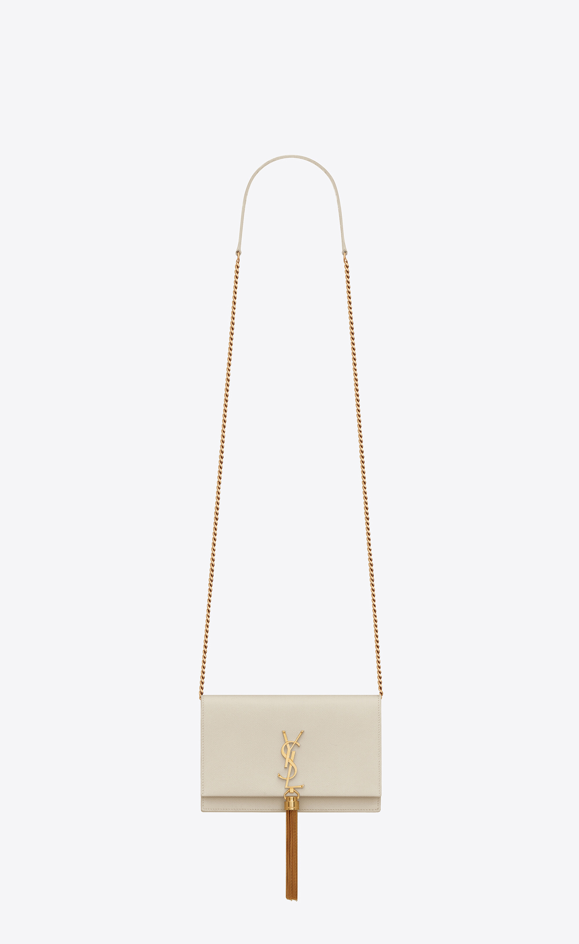 Kate chain wallet with tassel in grain de poudre embossed leather ...