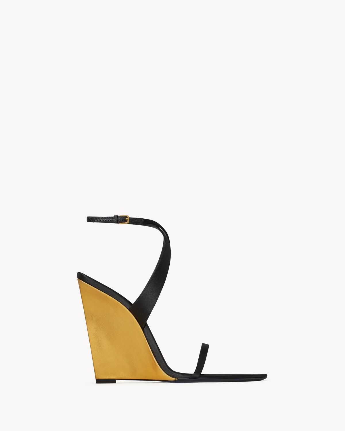 SALOMÉ wedges in satin crepe and metallic leather | Saint Laurent | YSL.com