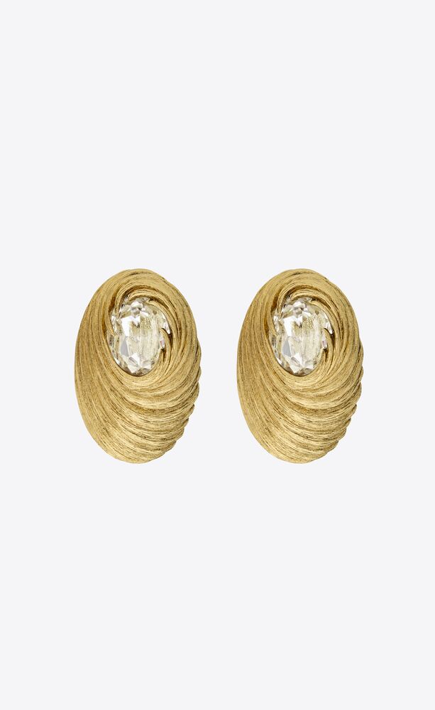 Saint Laurent Gold-Tone Crystal Clip Earrings - One Size
