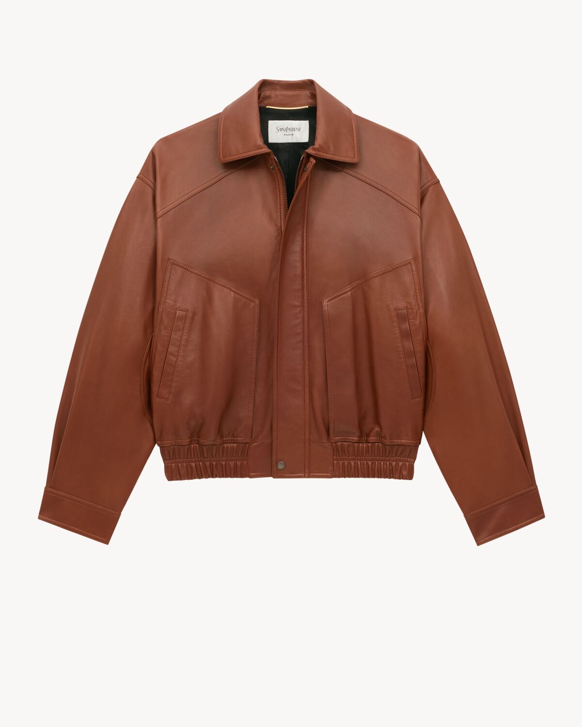 bomber jacket in shiny plunged lambskin