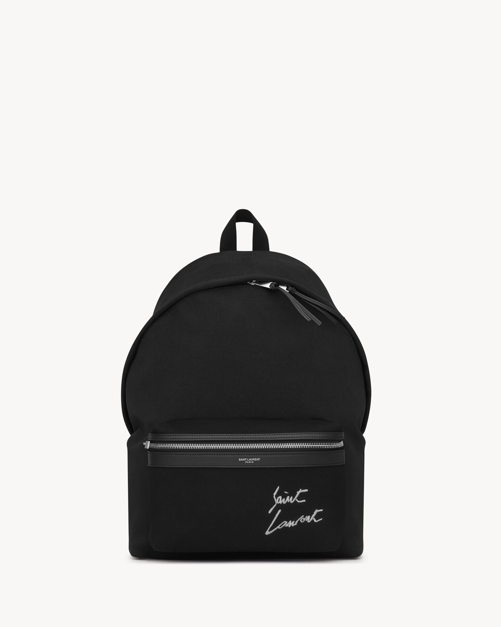Saint Laurent リュック ロゴ レザー キャンバス ブラック Saint Laurent リュック ロゴ レザー キャンバス ブラック