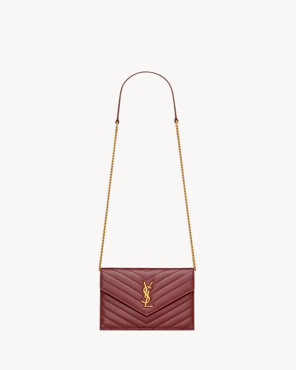 CASSANDRE ENVELOPE PORTEMONNAIE MIT KETTE AUS LAMMLEDER Saint Laurent YSL