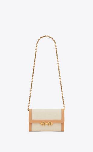 le maillon chain wallet in canvas and vegetable-tanned leather