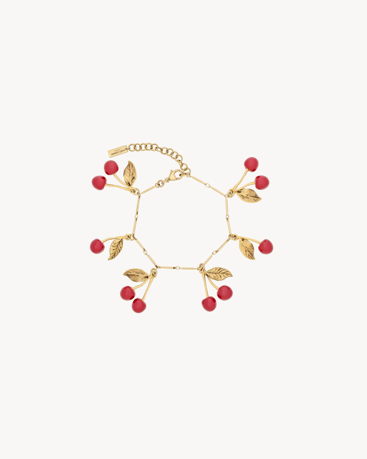 cherry bracelet in enamel and metal