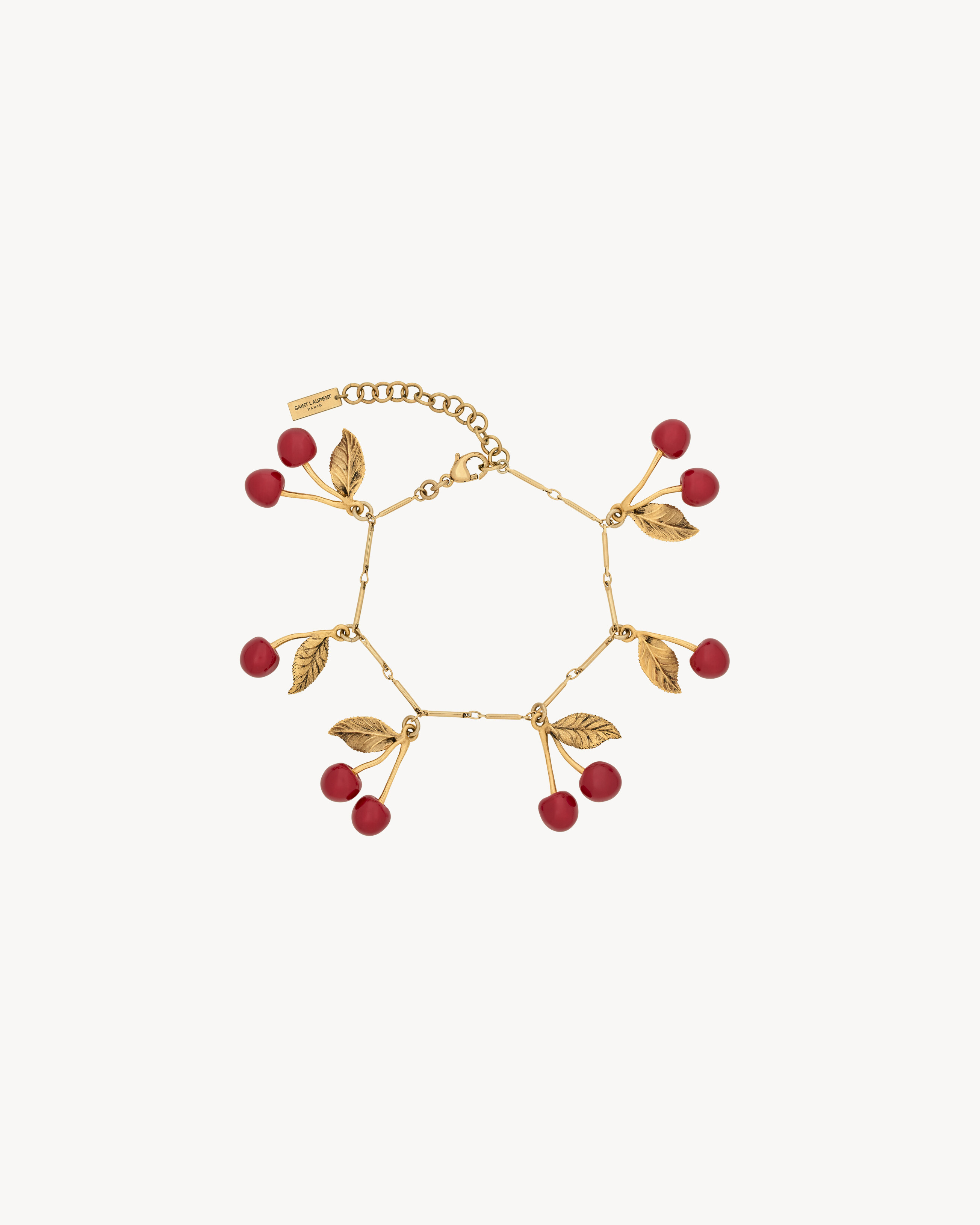 cherry bracelet in enamel and metal