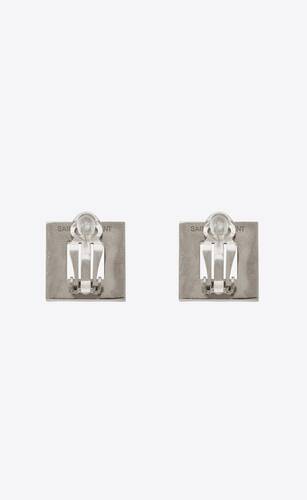 rhinestone baguette earrings in metal