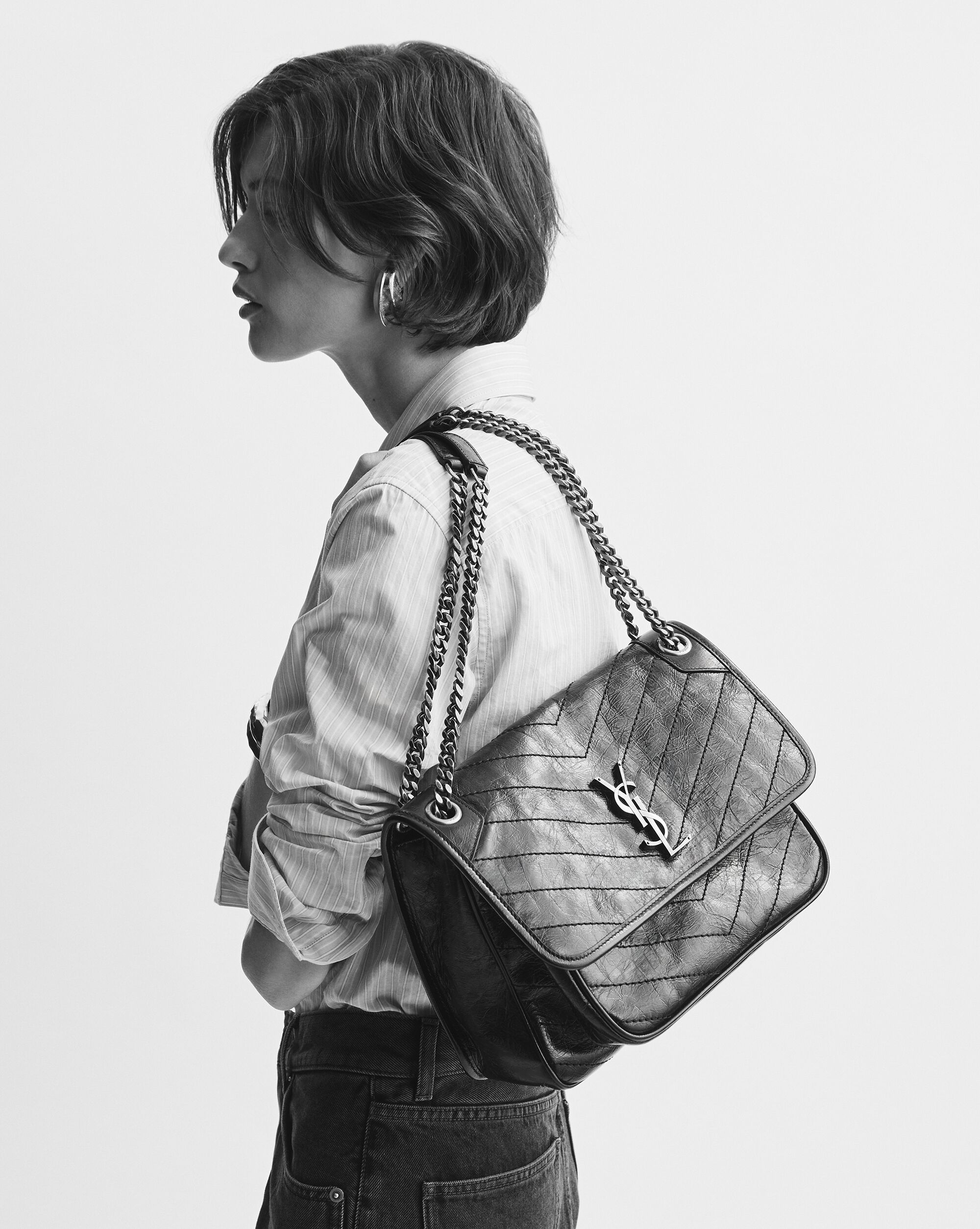 NIKI MEDIUM IN VINTAGE LEATHER in Brown Saint Laurent YSL EN-BE