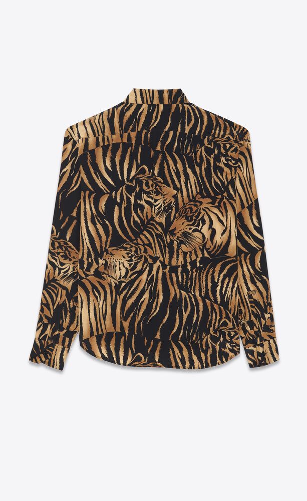 shirt in tiger print crepe de chine