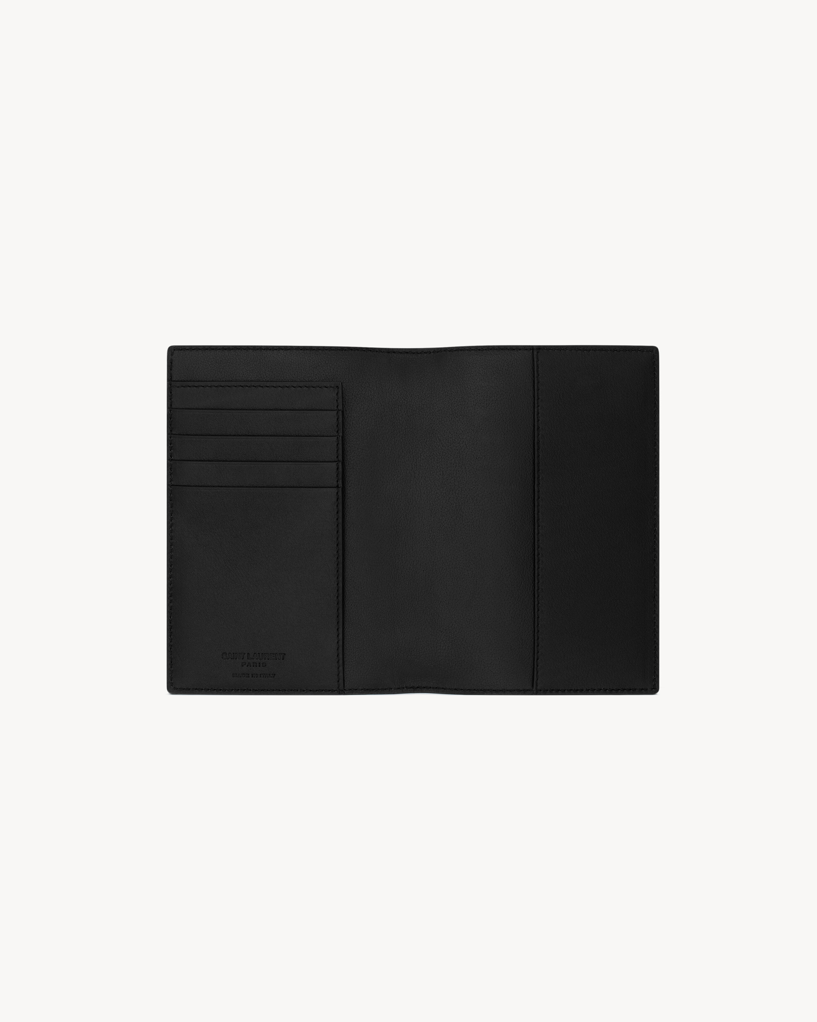 Saint Laurent Paris passport case in ripple leather