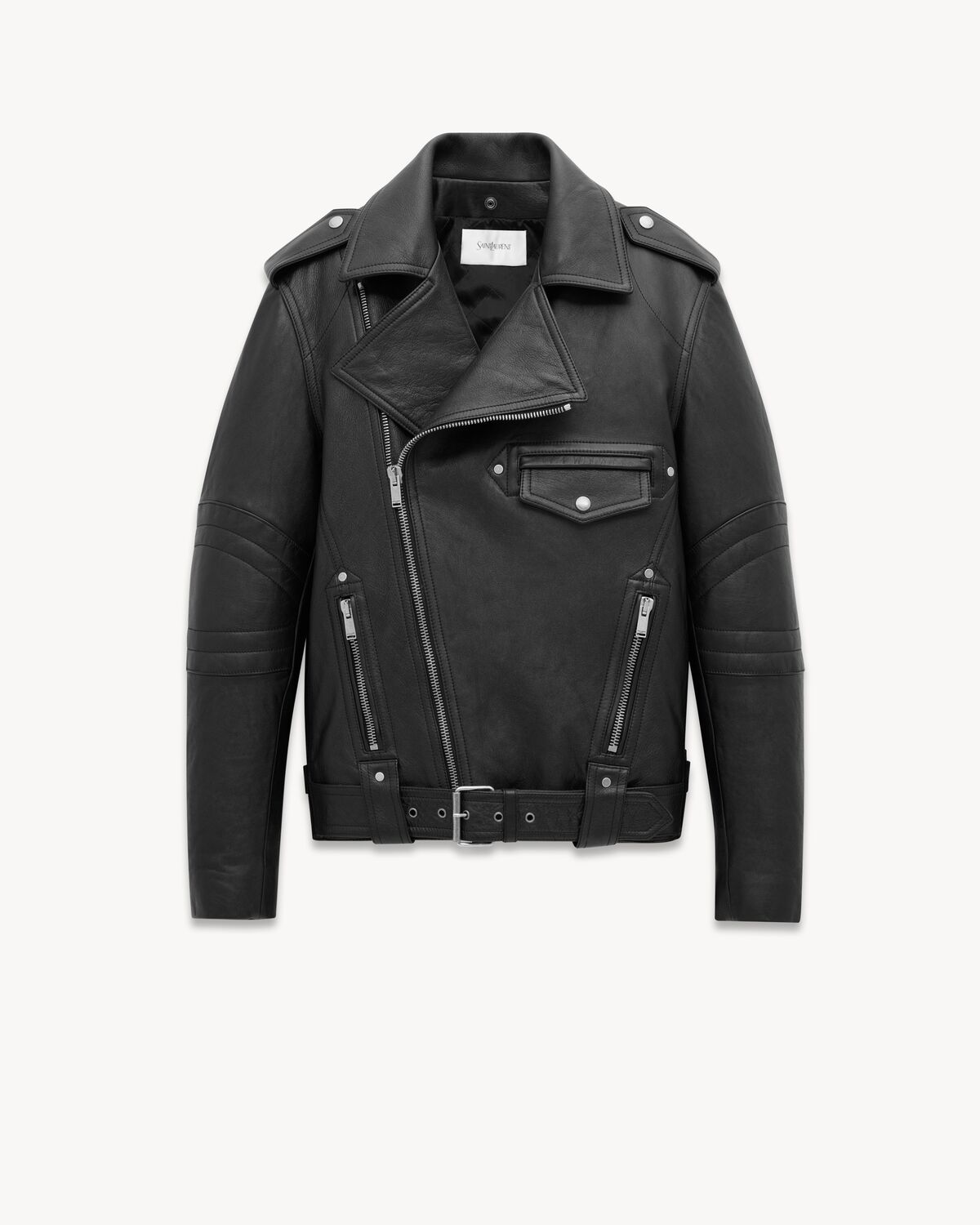 Veste biker en cuir vintage et en shearling