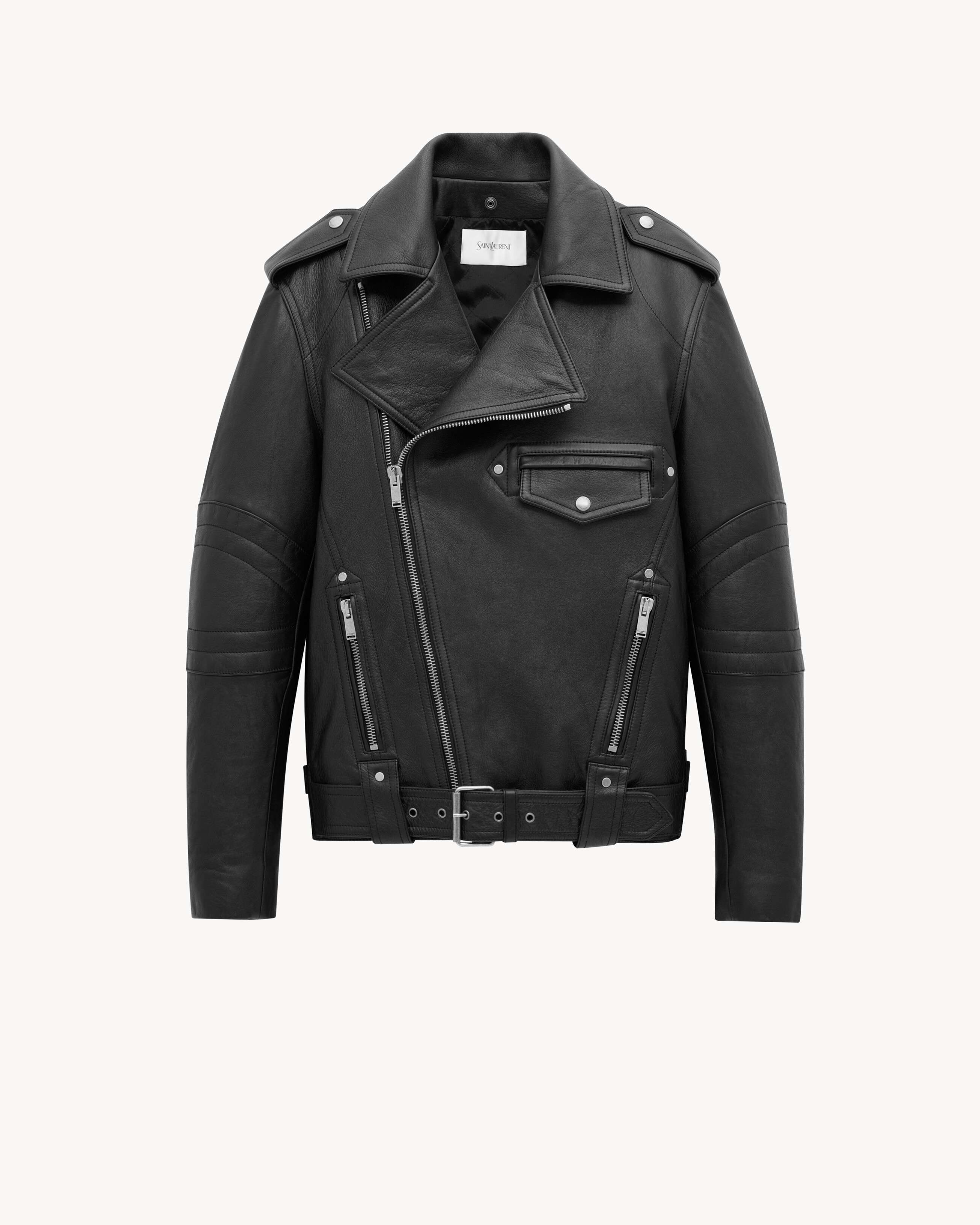 Giacca biker in pelle vintage e shearling