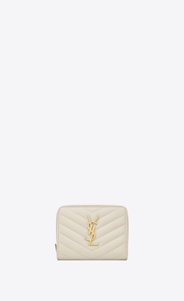 cassandre matelassé compact zip-around wallet in quilted leather