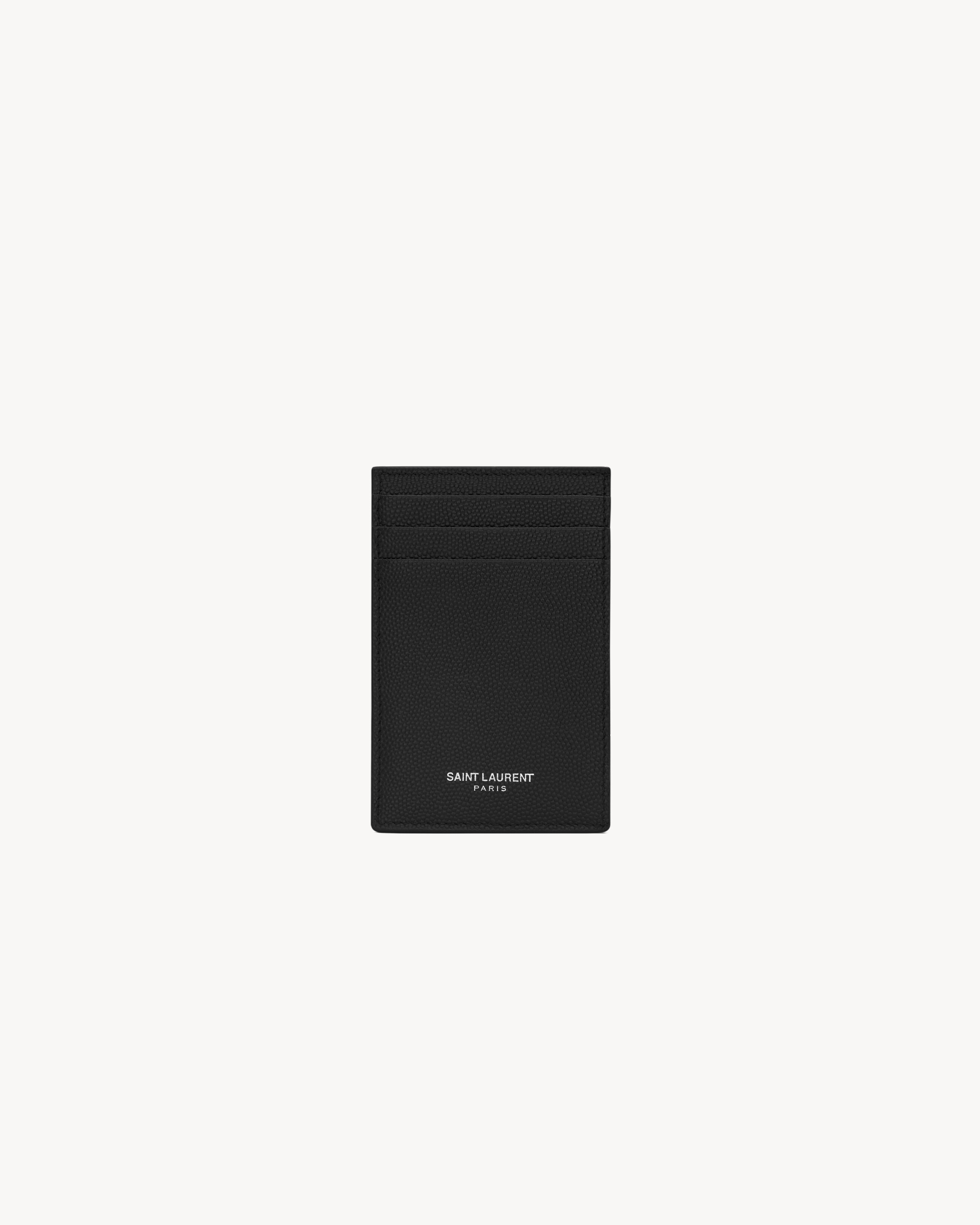 Grain Leather Wallet With Money Clip in Black - Saint Laurent