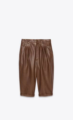 high-rise bermuda shorts in leather