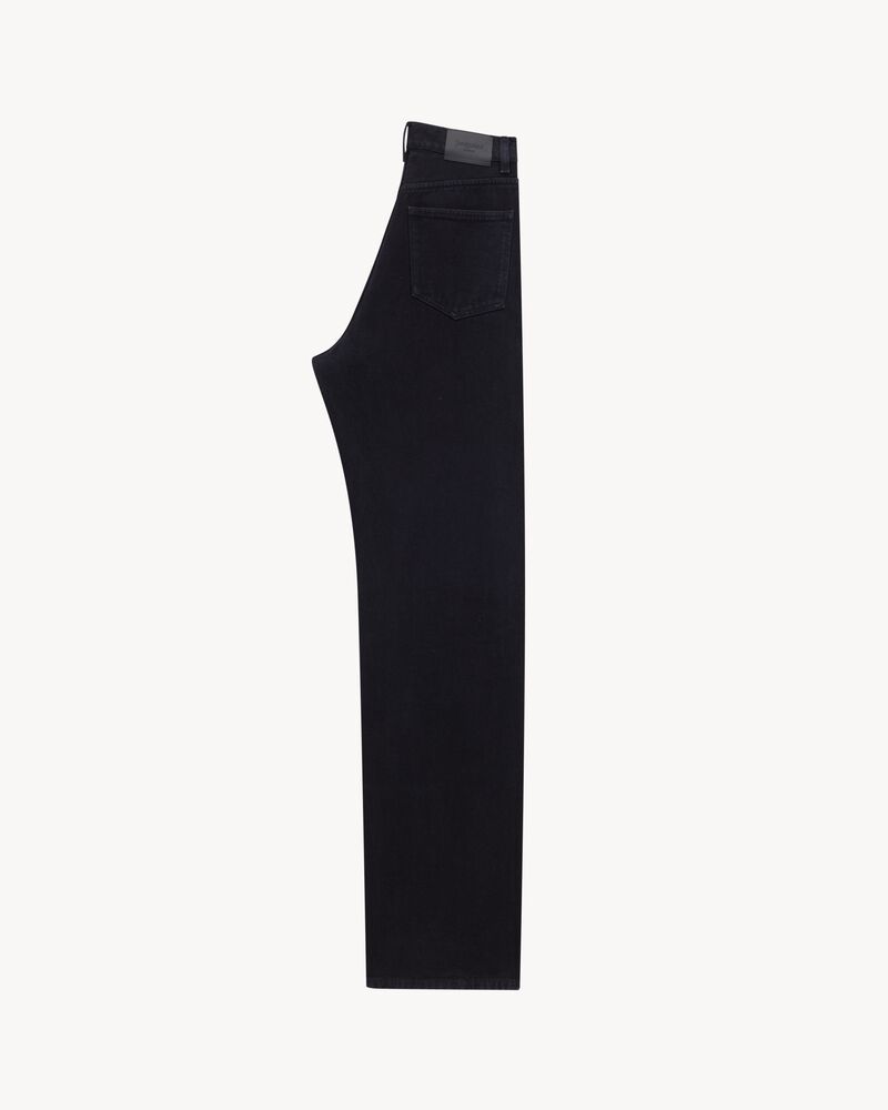 V-WAIST LONG BAGGY JEANS in midnight black denim