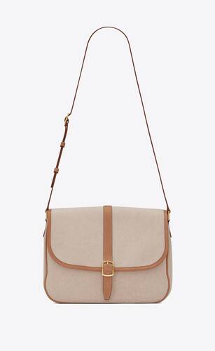 sorbonne flap bag in cotton canvas and vintage leather