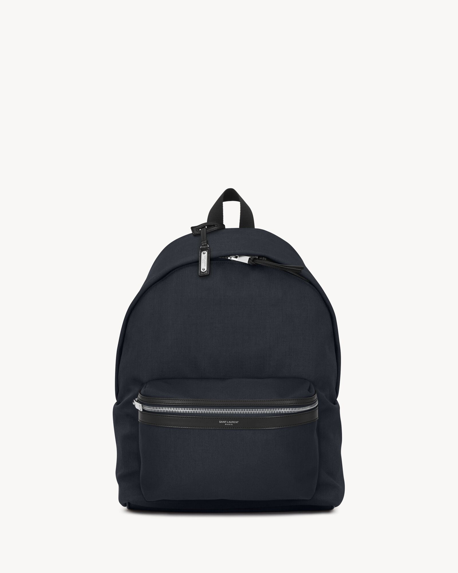 Saint Laurent City Backpack in Nylon Canvas and Leather Blue