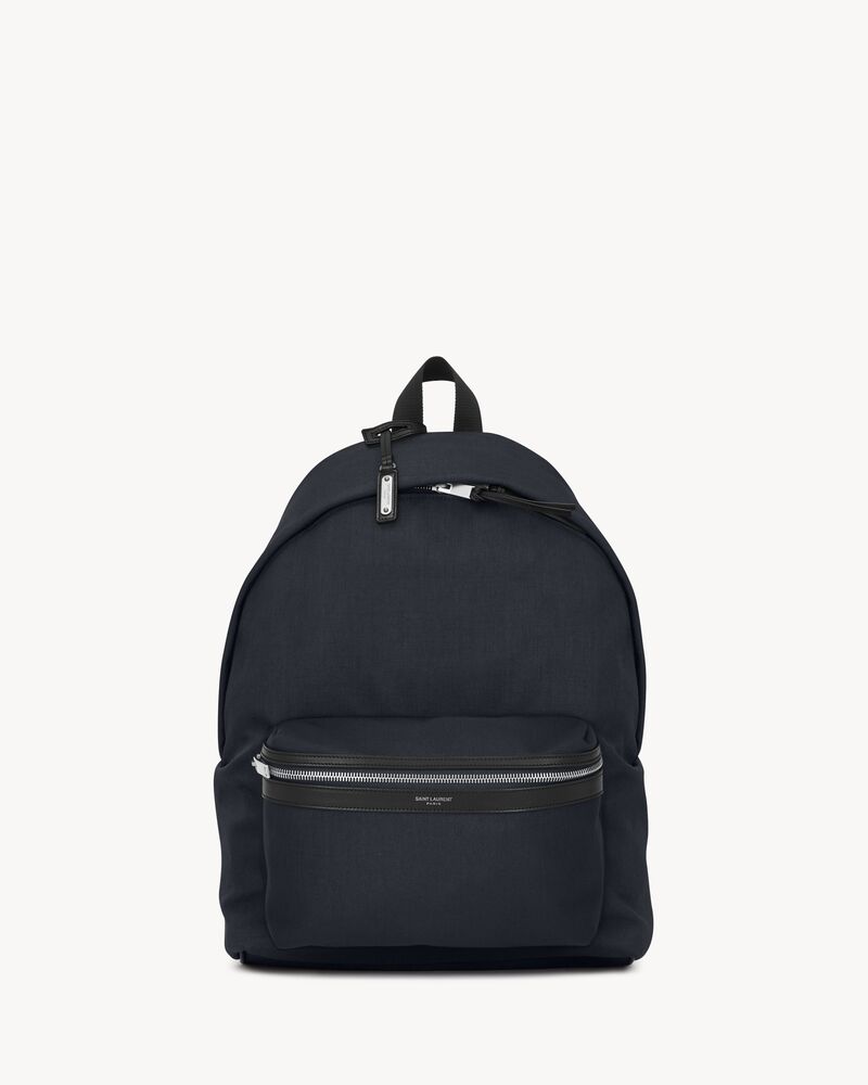 city backpack in nylon canvas and leather