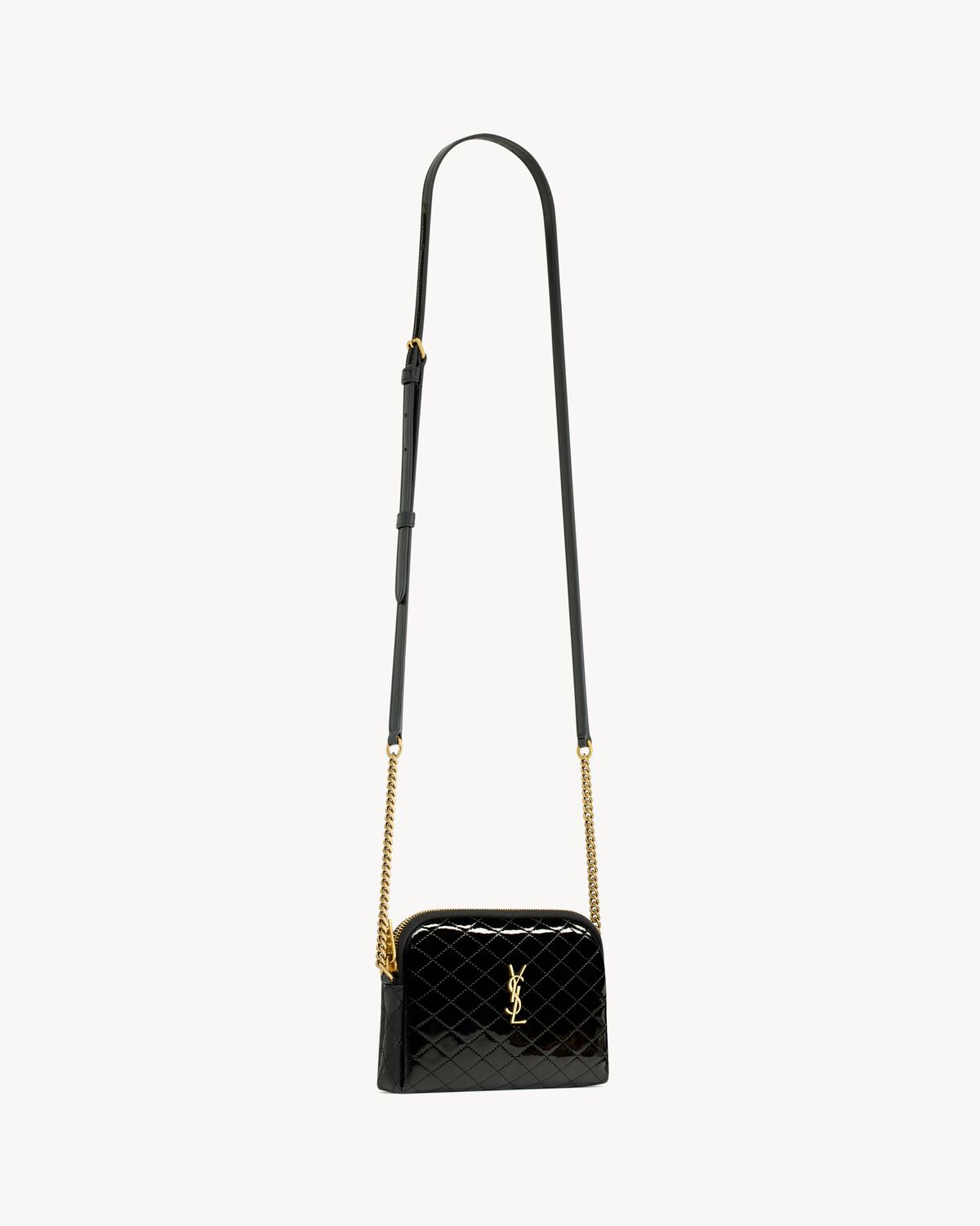 Gaby zipped pouch in quilted patent leather