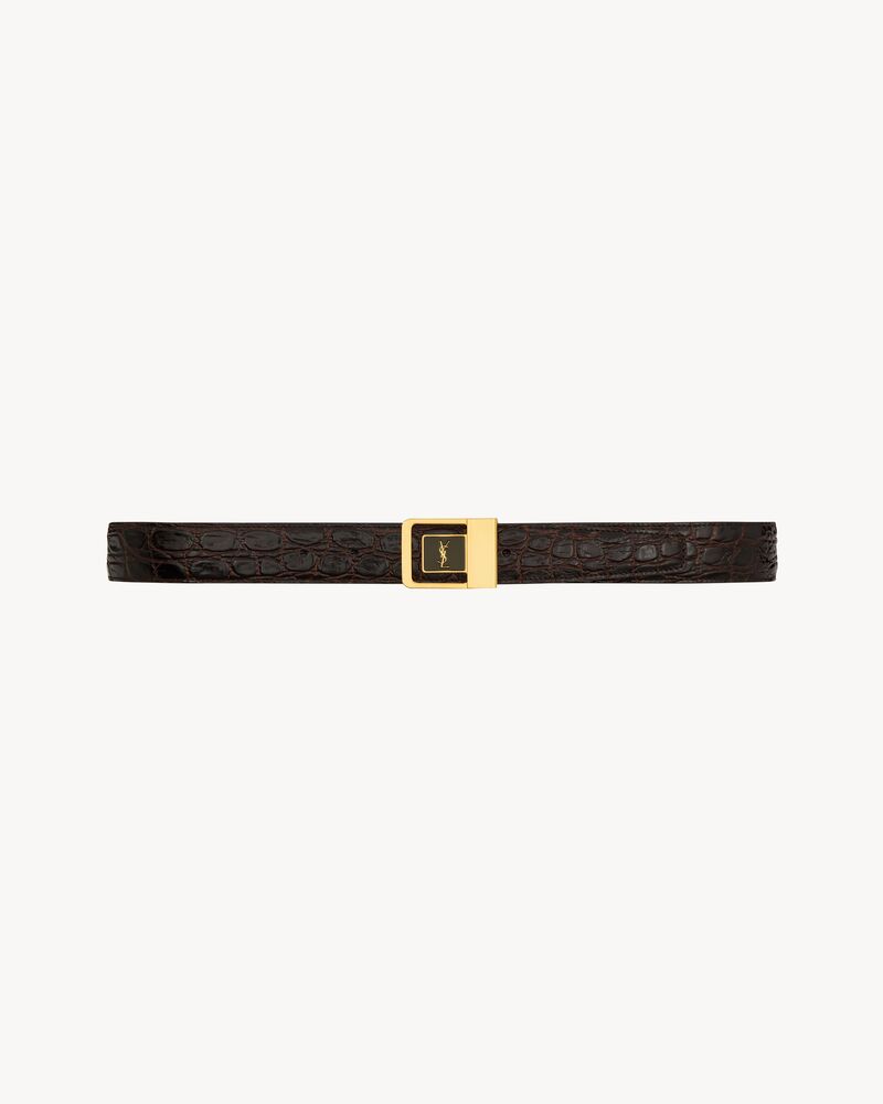 LA 66 buckle belt in crocodile-embossed leather