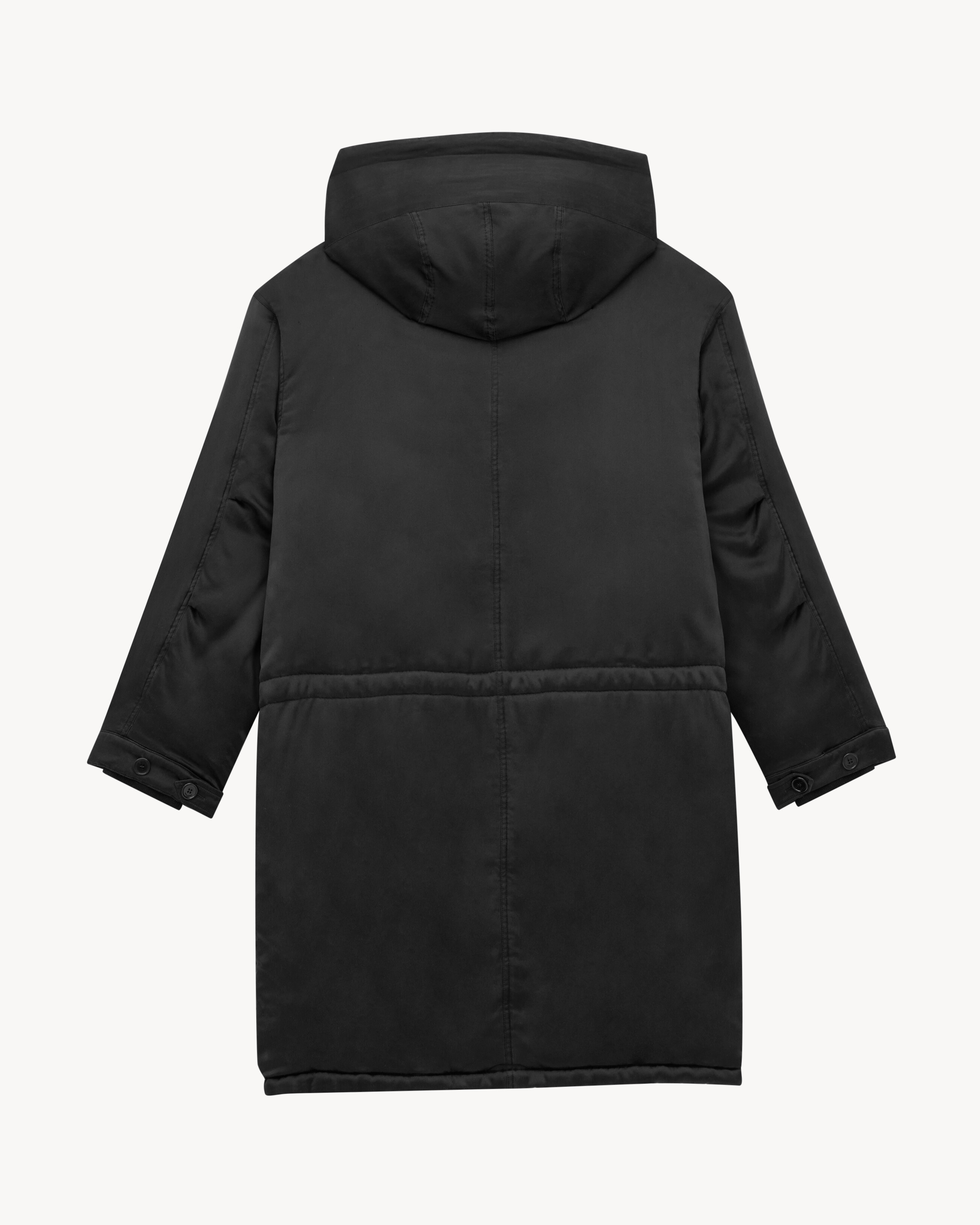 long parka in silk satin