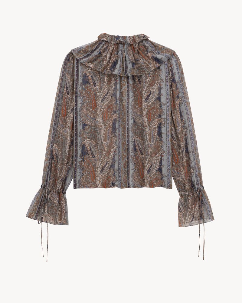 Blusa in georgette di seta motivo paisley