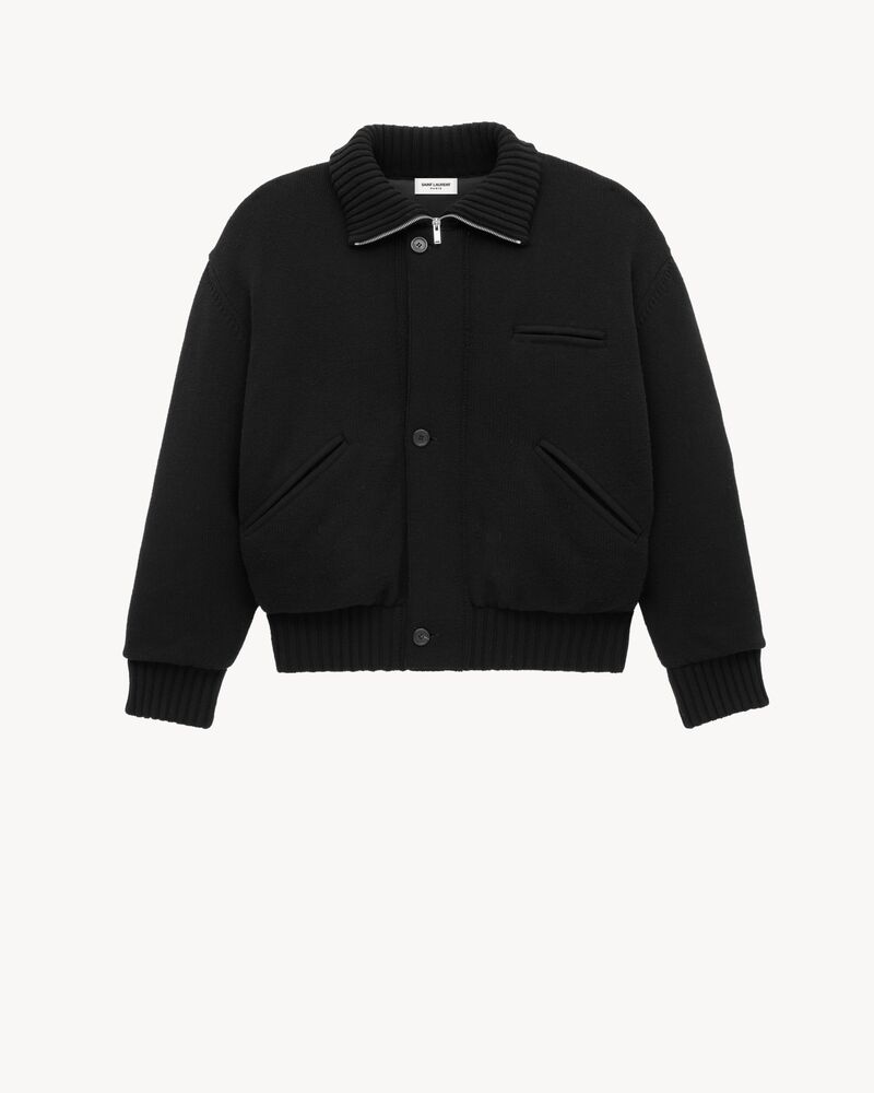 cardigan jacket in wool in Black | Saint Laurent | YSL EN-FI