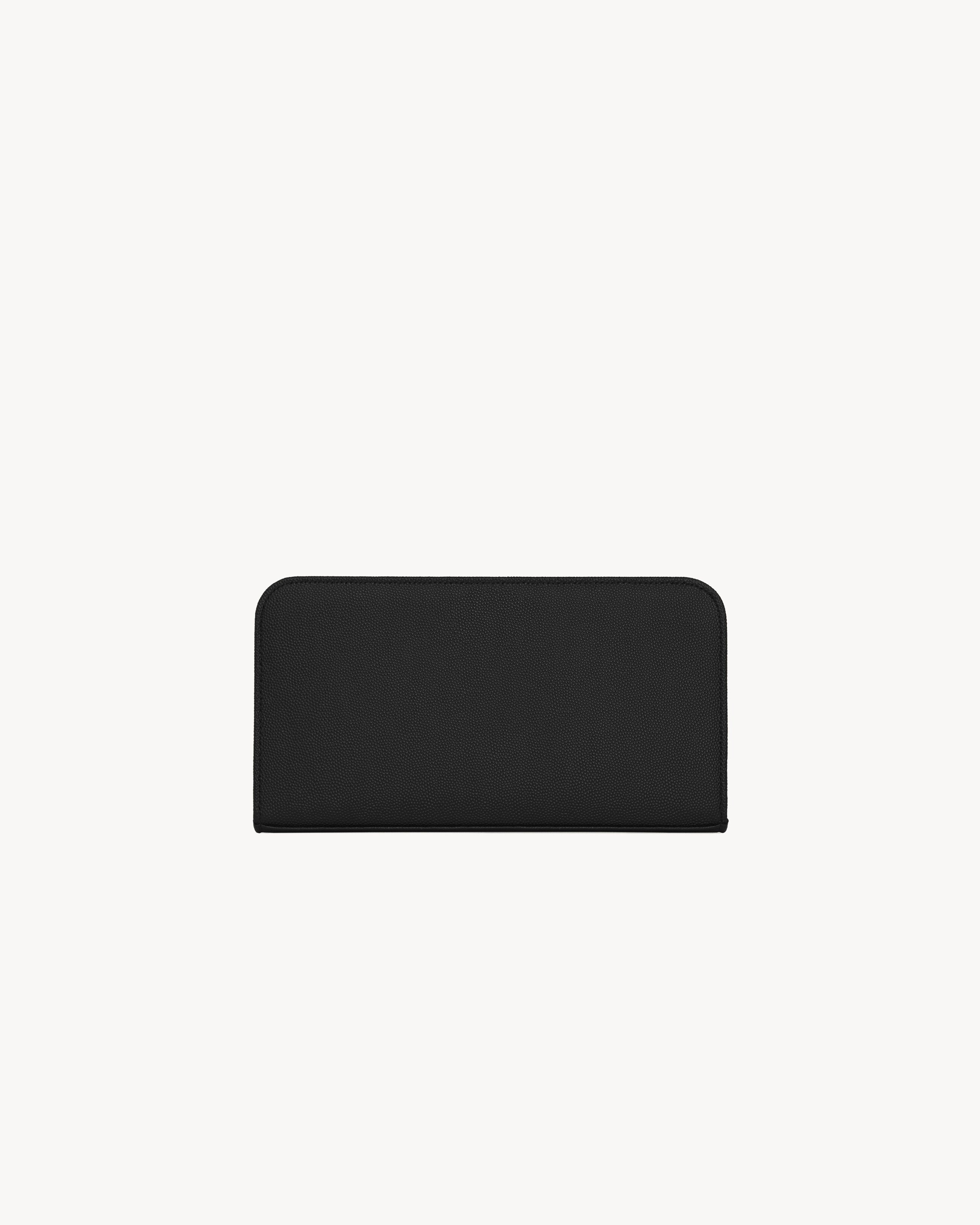 SAINT LAURENT PARIS zip around wallet in grain de poudre embossed leather