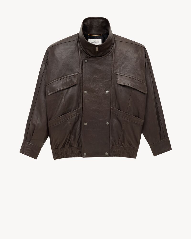 bomber jacket in bubbled lambskin