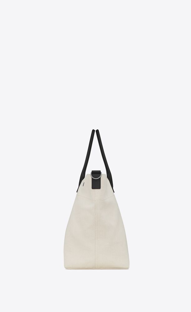 Rive Gauche maxi shopping bag in printed canvas and smooth leather 