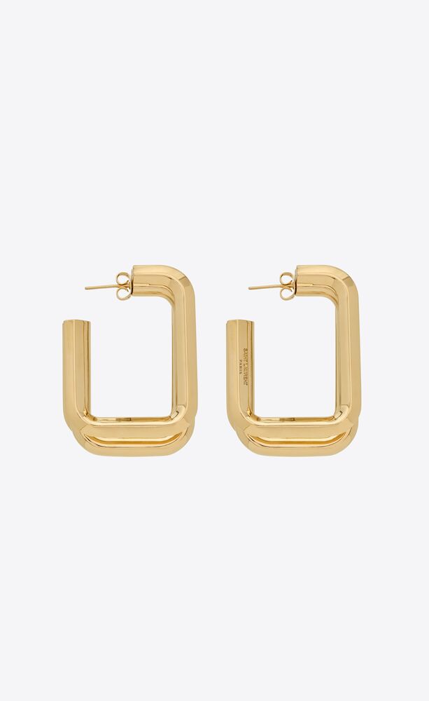 Square hoop earrings in metal | Saint Laurent | YSL.com