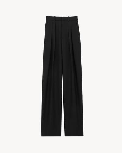 パンツ Saint Laurent SS25 Dark brown wool pant (824389Y2J02 2607) wide-leg pants in herringbone wool | Saint Laurent | YSL DK